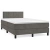 vidaXL Cama box spring colch&oacute;n y LED terciopelo gris oscuro 120x190 cm