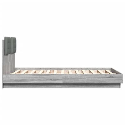 vidaXL Estructura de cama cabecero luces LED gris Sonoma 140x190 cm