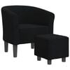 vidaXL Sill&oacute;n con taburete tela negra
