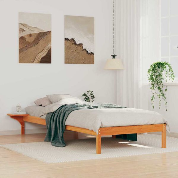 vidaXL Estructura de Cama con Mesitas Marrón cera 80 x 220 cm