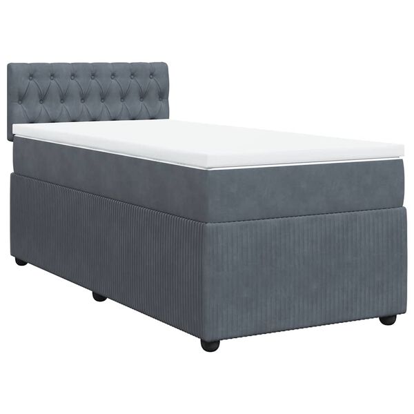 vidaXL Cama box spring con colch&oacute;n terciopelo gris oscuro 90x190 cm