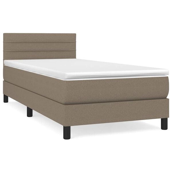 vidaXL Cama box spring con colch&oacute;n tela gris taupe 100x200 cm