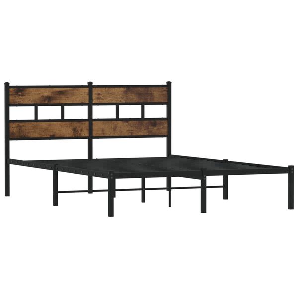 vidaXL Estructura de cama sin colchón metal roble ahumado 140x200 cm