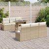 vidaXL Conjunto de sof&aacute; de jard&iacute;n con coj&iacute;n 7 pcs Beige Polirat&aacute;n