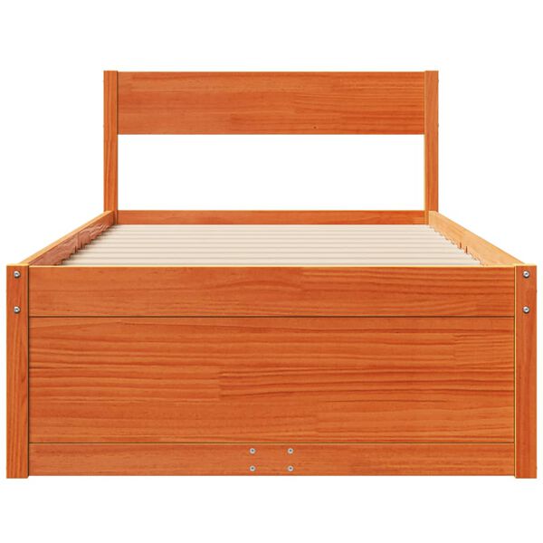 vidaXL Estructura de cama sin colch&oacute;n madera maciza marr&oacute;n 75x190 cm