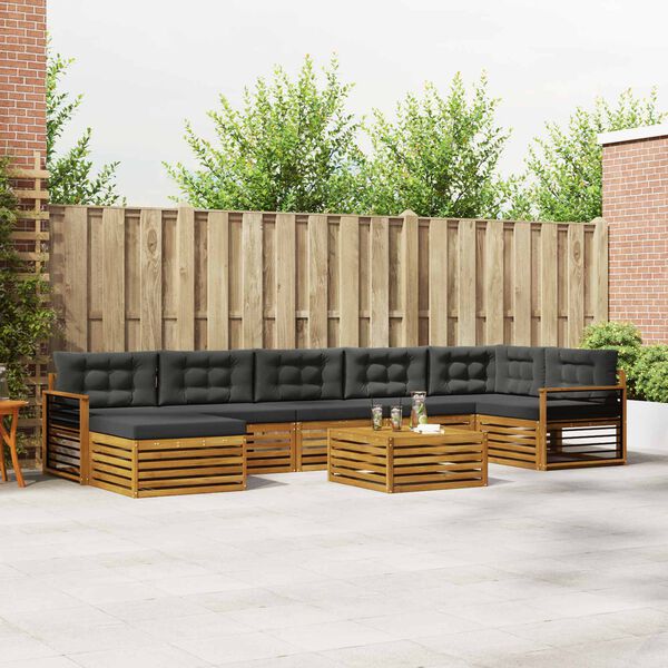 vidaXL Juegos de sof&aacute;s con coj&iacute;n 8 pcs Natural y Antracita