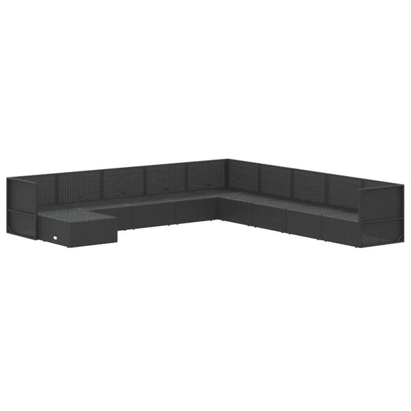 vidaXL Set de muebles de jard&iacute;n 10 pzas cojines rat&aacute;n sint&eacute;tico negro