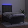 vidaXL Cama box spring colch&oacute;n y LED terciopelo gris oscuro 90x190 cm