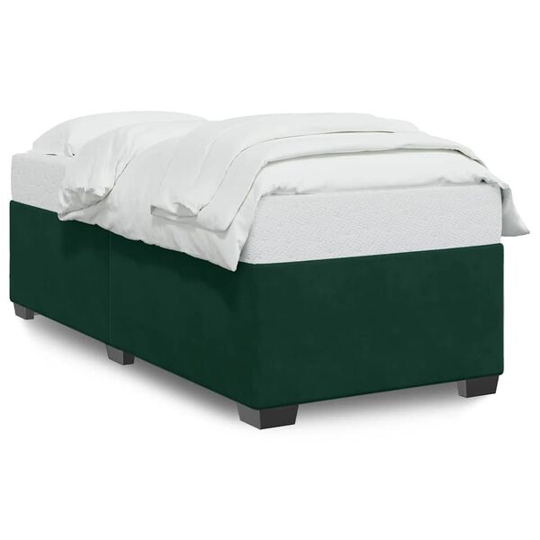 vidaXL Estructura de cama sin colch&oacute;n terciopelo verde oscuro 90x200cm