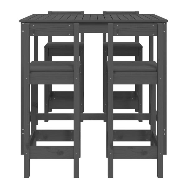 vidaXL Set de mesa y taburetes altos jard&iacute;n 5 piezas madera pino gris