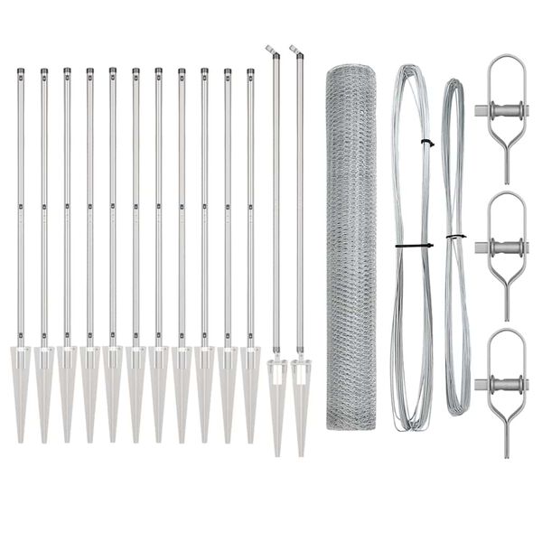 vidaXL Poste de Valla Plateado 25 x 1,4 m (malla de 25 mm) Acero