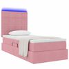 vidaXL Cama con almacenamiento y LED Rosa 90 x 200 cm Terciopelo