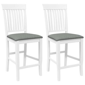 vidaXL Taburetes de bar con cojines, 2 unidades, madera maciza blanca, goma