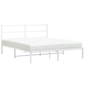 vidaXL Estructura cama sin colch&oacute;n con cabecero metal blanco 160x200cm
