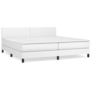 vidaXL Cama box spring con colch&oacute;n cuero sint&eacute;tico blanco 200x200 cm