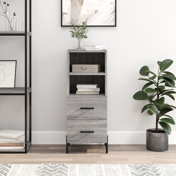 vidaXL Aparador madera de ingenier&iacute;a gris Sonoma 34,5x34x90 cm