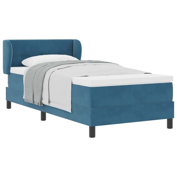 vidaXL Cama tipo Box Spring Azul oscuro 90 x 200 cm Terciopelo
