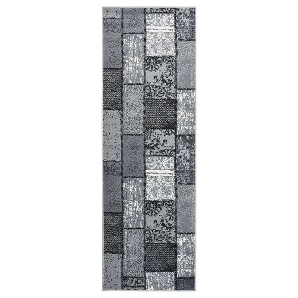 vidaXL Alfombra de pasillo BCF gris con estampado de bloques 80x250 cm