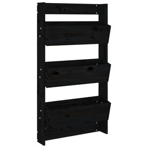 vidaXL Jardinera de pared 3 niveles madera pino negro 60x18,5x110 cm