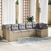 vidaXL Conjunto de sof&aacute; de jard&iacute;n 7 pcs beige y gris claro Polirat&aacute;n