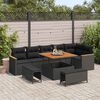 vidaXL Conjunto de sof&aacute;s de jard&iacute;n 9 pcs Negro rat&aacute;n sint&eacute;tico
