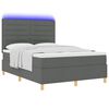 vidaXL Cama Box Spring LED con colch&oacute;n Gris oscuro 140 x 190 cm tela