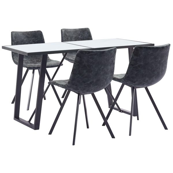 vidaXL Juego de comedor 5 piezas cuero sint&eacute;tico negro