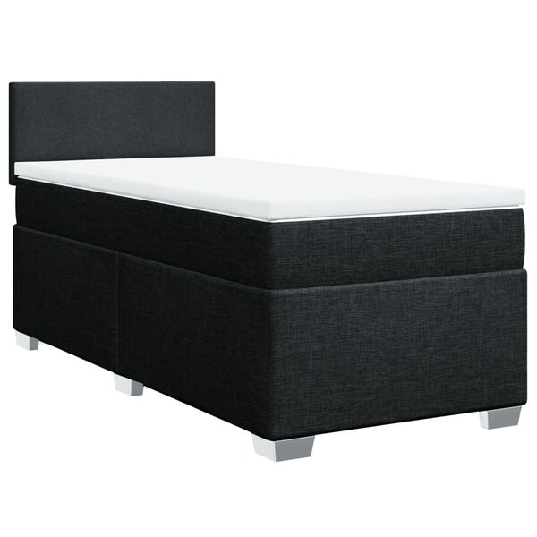 vidaXL Cama box spring con colch&oacute;n tela negro 80x200 cm