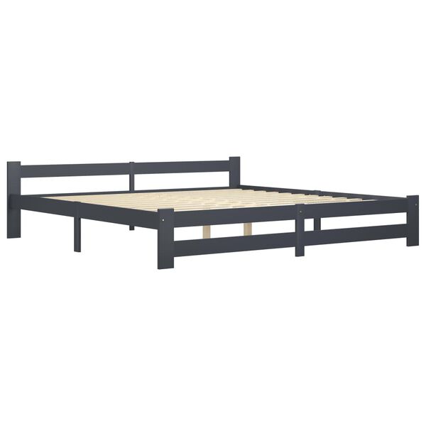 vidaXL Estructura cama sin colch&oacute;n madera pino gris oscuro 200x200 cm