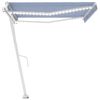 vidaXL Toldo autom&aacute;tico LED sensor de viento azul y blanco 450x350 cm