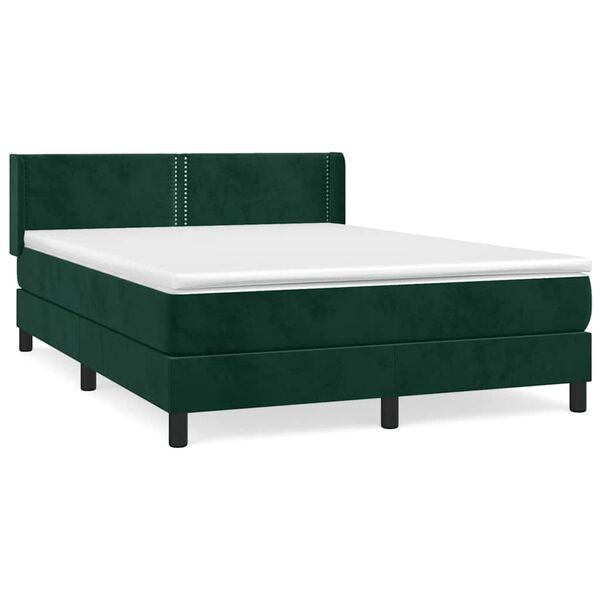 vidaXL Cama box spring con colch&oacute;n terciopelo verde oscuro 140x190 cm