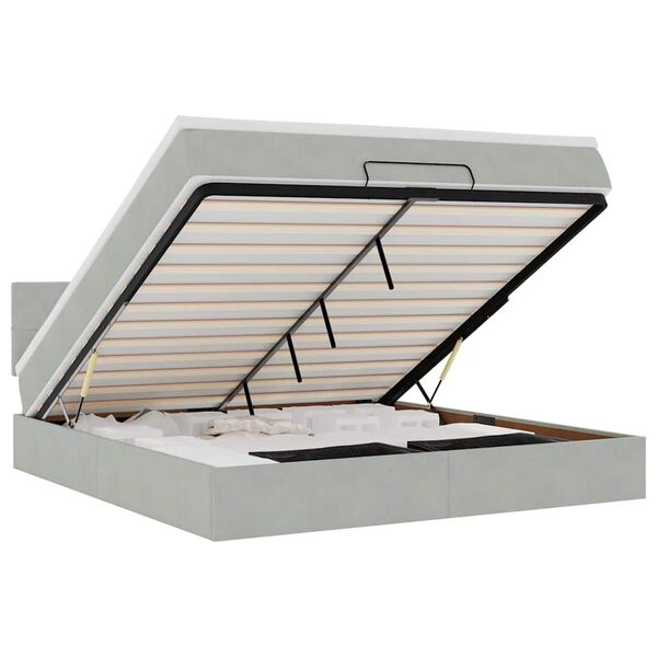 vidaXL Estructura de cama otomana con colch&oacute;n gris claro 180x200cm