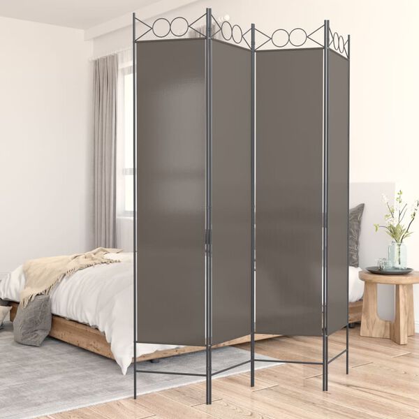 vidaXL Biombo divisor de 4 paneles de tela gris antracita 160x220 cm