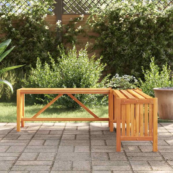 vidaXL Banco de jardín con 2 jardineras acacia maciza 117x117x40 cm