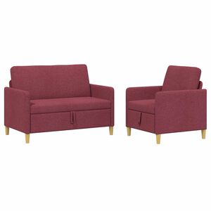 vidaXL Juego de Sof&aacute;s con Almacenamiento 2 uds. Rojo vino Poli&eacute;ster