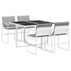 vidaXL Juego de comedor de jard&iacute;n 5 pzas con cojines textilene blanco