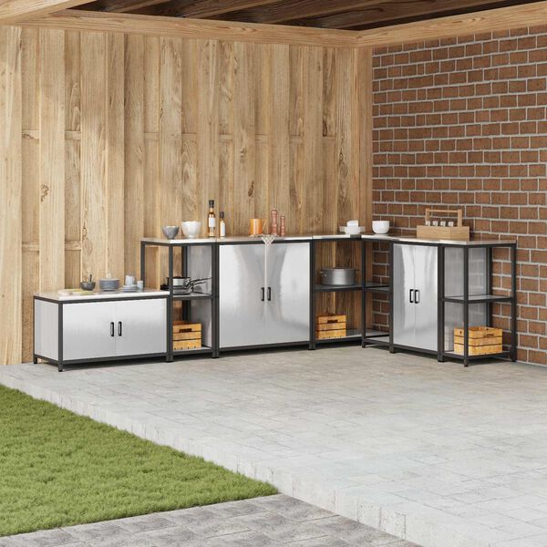 vidaXL Almacenamiento de cocina Plateado 60 x 50 x 92 cm Acero