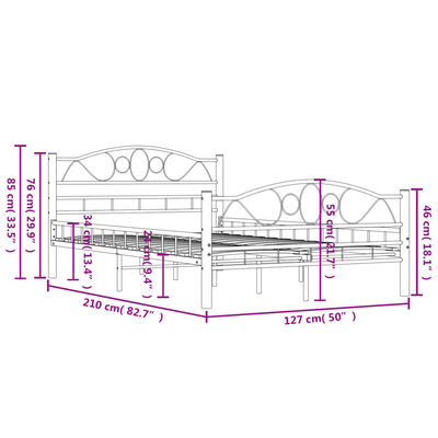 vidaXL Estructura de cama de acero negra 120x200 cm