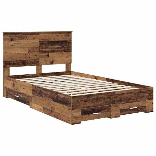vidaXL Estructura de cama con cabecera Madera vieja 120 x 190 cm