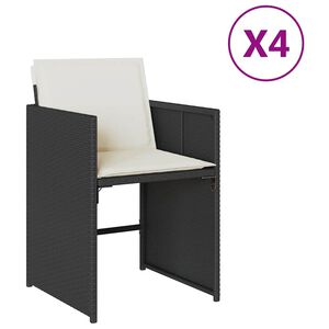 vidaXL Sillas de jard&iacute;n con cojines 4 unidades rat&aacute;n sint&eacute;tico negro