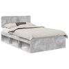 vidaXL Estructura de cama con cabecera Gris concreto 135 x 190 cm