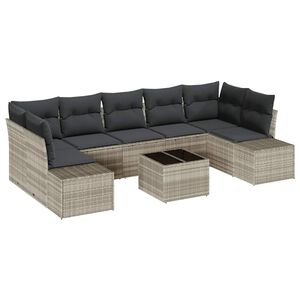 vidaXL Conjunto de sof&aacute; de jard&iacute;n 8 pcs Gris Claro y Gris Oscuro