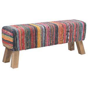 vidaXL Banco 110 x 30 x 45 cm Cuero Real Multicolor