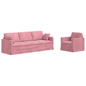 vidaXL Juego de Sof&aacute; 2 uds. Rosa Terciopelo