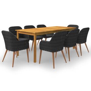 vidaXL Juego de comedor de jard&iacute;n de 9 piezas negro