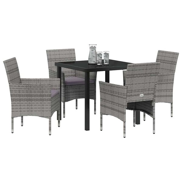 vidaXL Conjunto de Comedor de Jard&iacute;n 5 pcs Gris rat&aacute;n sint&eacute;tico