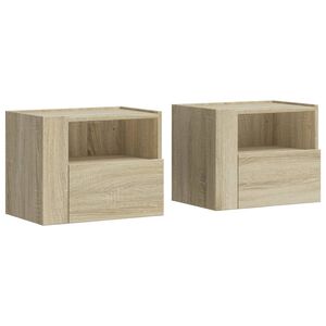 vidaXL Mesitas de noche de pared 2 unidades roble Sonoma 45x30x35 cm