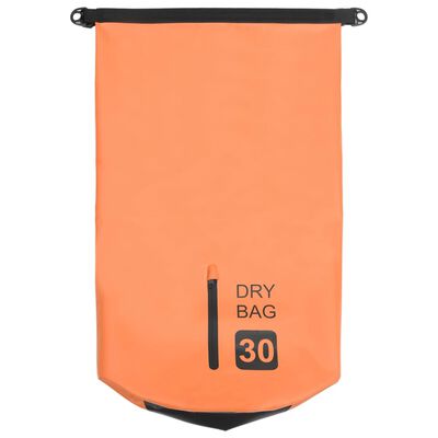 vidaXL Bolso acuático impermeable con cremallera PVC naranja 30 L