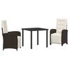 vidaXL Conjunto de Comedor de Jard&iacute;n 3 uds. Marr&oacute;n rat&aacute;n sint&eacute;tico
