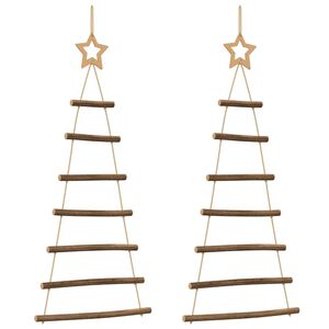 vidaXL &Aacute;rbol de Navidad colgante con estrellas en la parte superior, 2 unidades, 42 x 90 cm, rama natural,